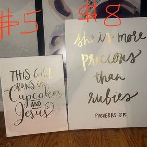 Gold lettered signs